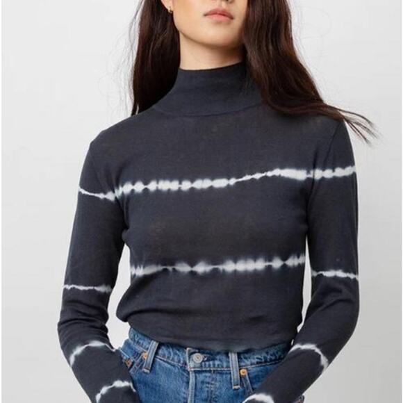 Rails Blouse Top Iris Tie Dye Mock Neck Knit‎ Midnight White Size Small - Picture 2 of 7